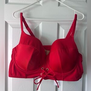 Swim by Cacique Red V-Wire Balconette Swim Top